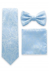 Herrenschleife, Krawatte und Einstecktuch im Set himmelblau