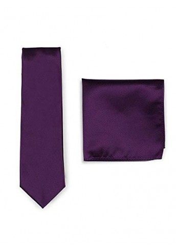 Set Krawatte Einstecktuch purpur strukturiert
