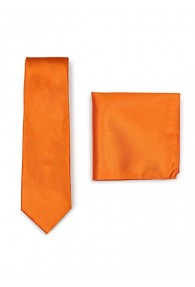 Set Krawatte Einstecktuch orange Struktur
