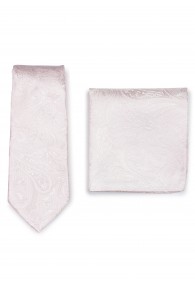 Set Krawatte und Ziertuch Paisley-Muster blush-rosa