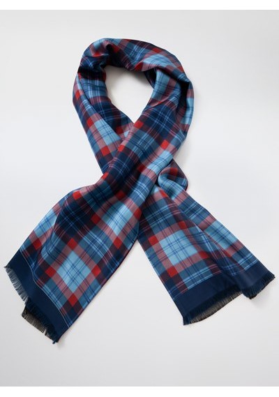 Doubleface Schal Tartan Karo royalblau