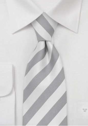 Krawatte weiß silber gestreift