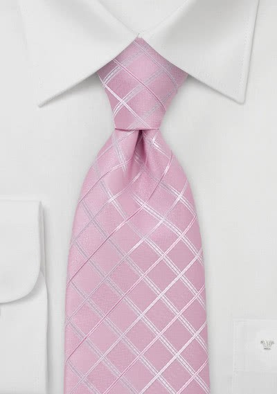 Krawatte Quader rosa weiß