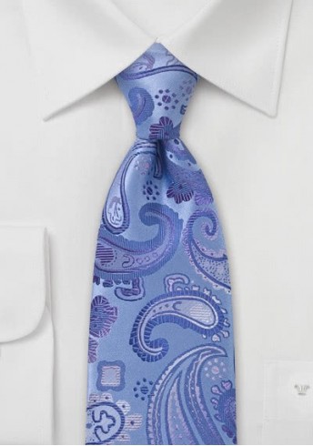 Krawatte Paisley eisblau flieder
