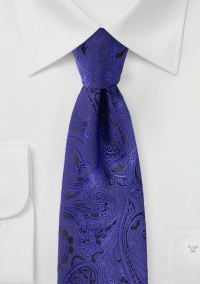 Krawatte gediegenes Paisley ultramarinblau schwarz