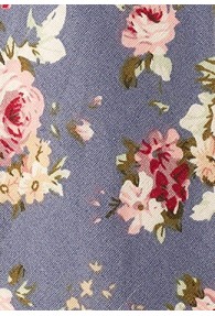 Krawatte Baumwolle Rosen-Dekor mattblau