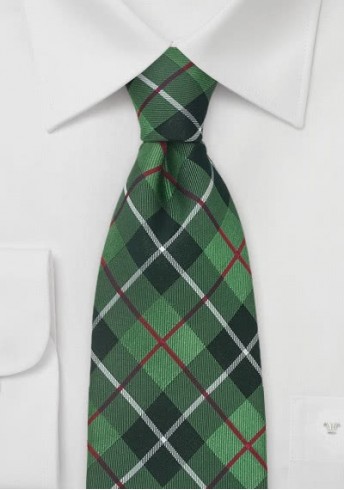 XXL-Krawatte grün Schottenkaro rot