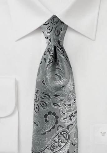 Krawatte Kinder Paisley-Muster grau