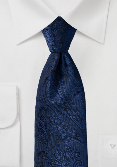 XXL-Krawatte Paisley-Muster nachtblau