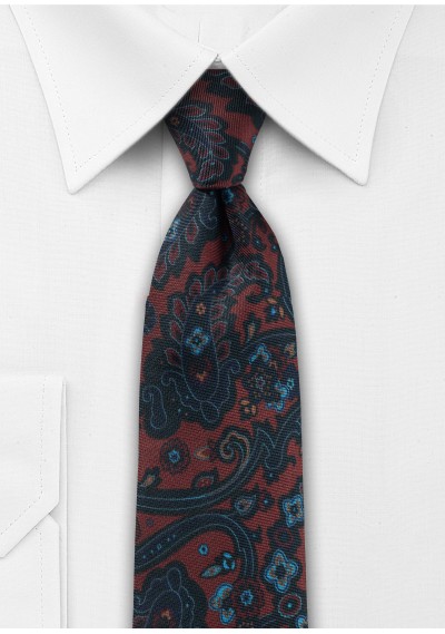 Herrenkrawatte Paisley-Motiv dunkelrot navy