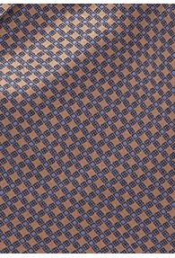 Krawattenschal hellbraun stahlblau Kästchen-Pattern