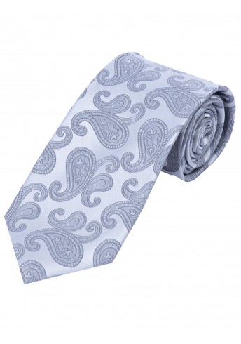 Markante XXL-Krawatte Paisleymotiv silber