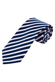 Krawatte schmal geformt Streifendesign marineblau weiß
