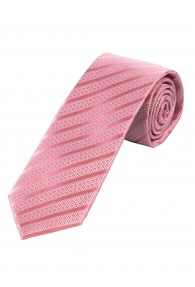 Krawatte schmal einfarbig Streifen-Struktur mattrosa
