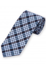 Extra schmal geformte Krawatte Karo-Muster navy himmelblau