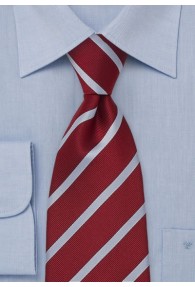 Krawatte XXL Streifen hellblau kirschrot
