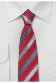 Schmale Herren-Krawatte rot grau