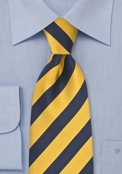 Krawatte gelb dunkelblau Streifenmuster