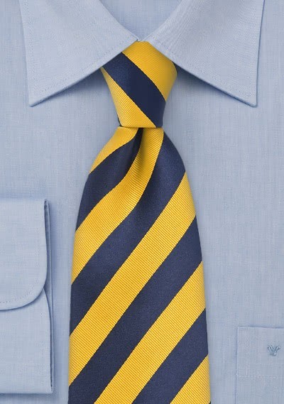 Krawatte Streifen gelb dunkelblau