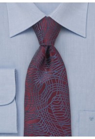 Ausgefallene Krawatte bordeaux Linienmuster
