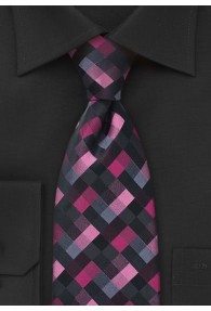 Krawatte Schachbrett-Dekor pink