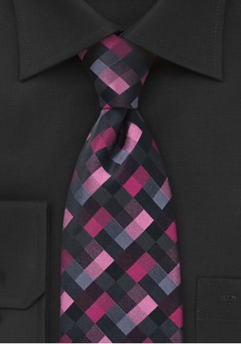 Krawatte Schachbrett-Dekor pink Krawatte Schachbrett-Dekor pink