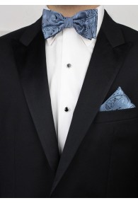 Set: Krawatte, Herrenfliege, Einstecktuch Paisley-Muster blassblau