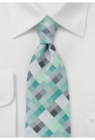 Krawatte Viereck-Dessin blaugrün