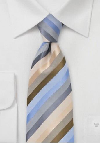Krawatte Streifen beige hellblau hellblau