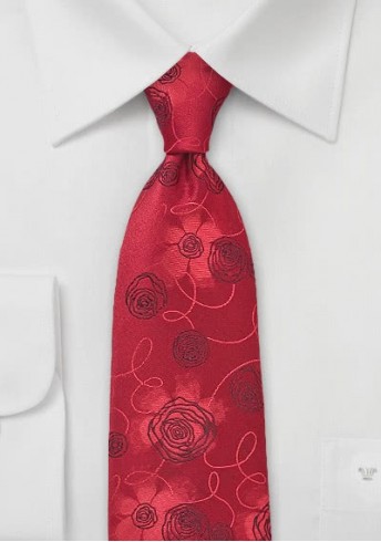 Businesskrawatte Rosen-Dessin rot Businesskrawatte Rosen-Dessin rot