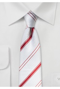 Streifen-Krawatte perlweiß rot