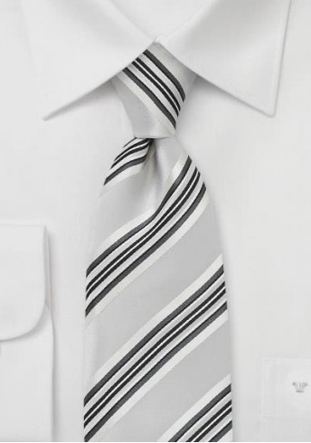 Streifen-Businesskrawatte Clip silber weiß