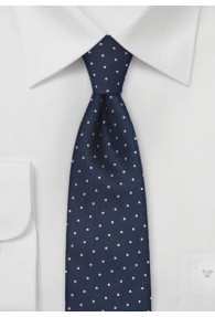 Schmale Krawatte blau rosa Punkte