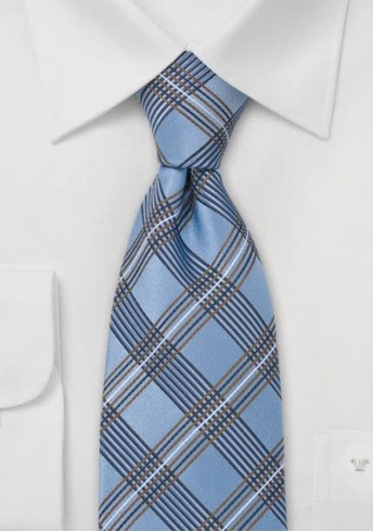Krawatte Clip Glencheck blau kupfer