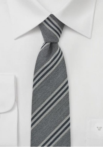 Krawatte Woll-Struktur grau Streifen
