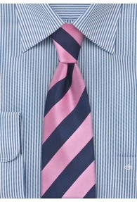 Schmale Krawatte pink dunkelblau Streifendessin