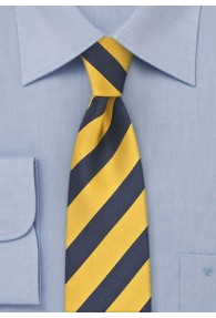 Krawatte schmal gelb dunkelblau Streifenmuster