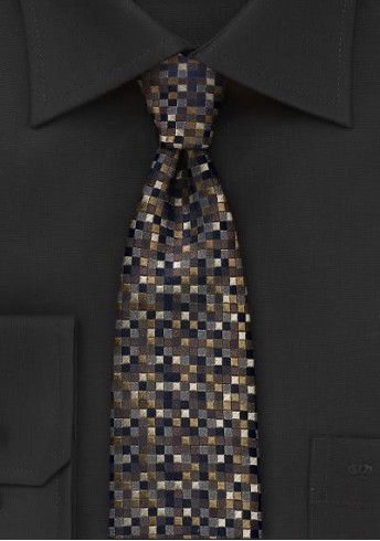 Krawatte schmal Glencheckdesign hellbraun