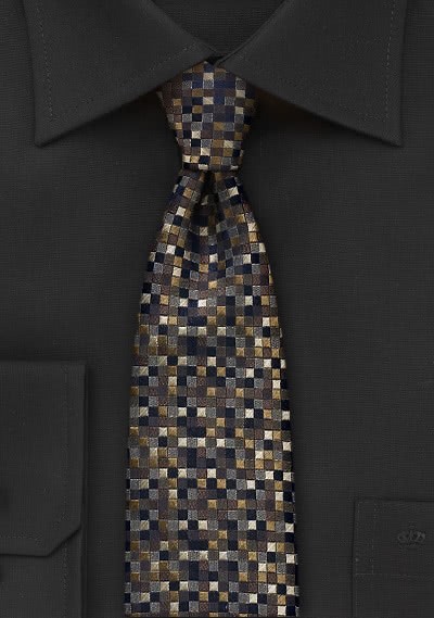 Krawatte schmal Glencheckdesign hellbraun