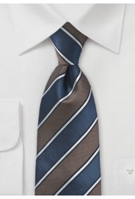Linien Krawatte mokkabraun dunkelblau