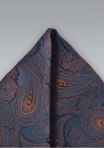 Ziertuch Paisley-Motiv italienische Seide dunkelblau braun