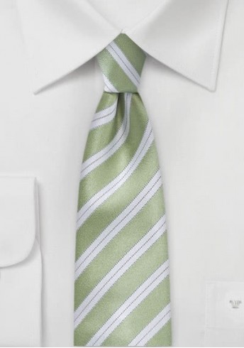 Krawatte schlank Streifen blassgrün schneeweiß