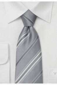 XXL-Krawatte Streifen silber weiß