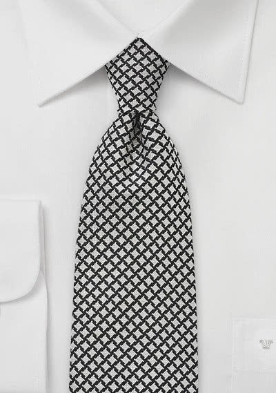 XXL-Krawatte Rauten-Pattern schwarz weiß