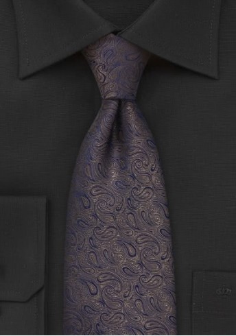 Clip-Krawatte Paisleys nussbraun