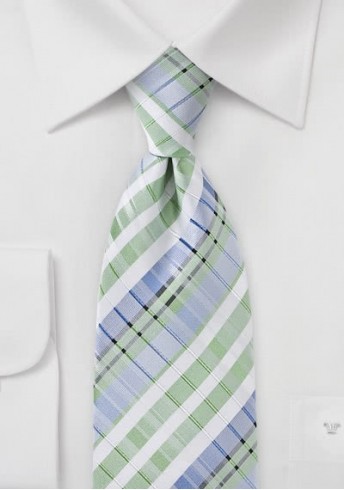 Stylische Krawatte extrovertiertes Glencheckdesign blassgrün