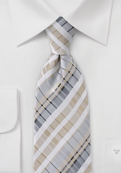 Stylische Krawatte ungewöhnliches Karo-Muster hellbraun