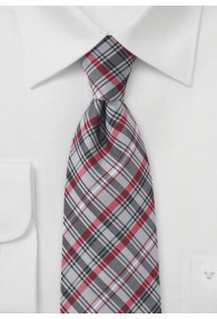 Krawatte dichtes Glencheckdesign silbergrau