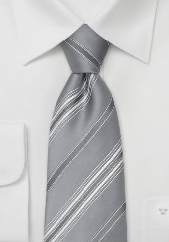 Gestreifte Krawatte silber weiß