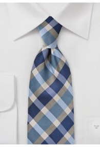 Stylische XXL-Krawatte extrovertiertes Karo-Muster hellblau
